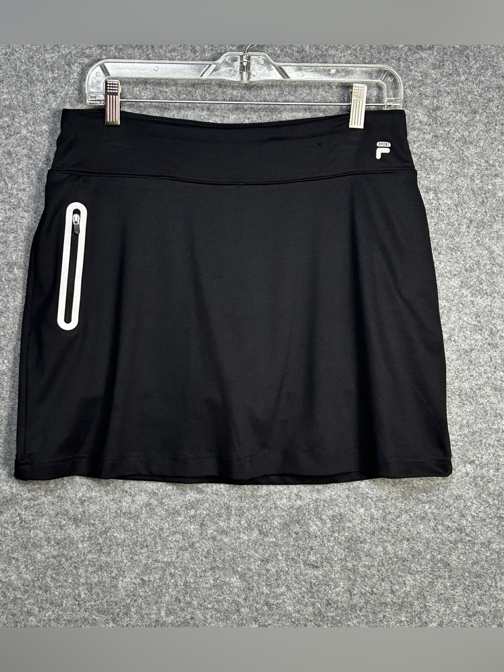 FILA Black Sport Skort Women’s M Zip Pocket Bike Shorts Tennis Golf Athleisure